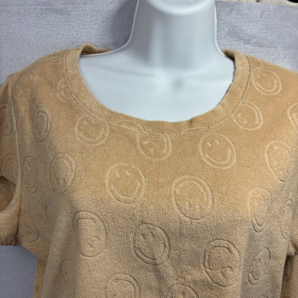 OFFLINE Aerie 2 Pc Terry Cloth Smiley Set, Medium Top, Large Pants Tan Wide Leg - Picture 8 of 14